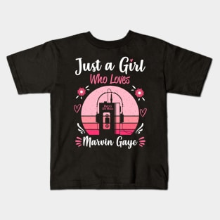 Just A Girl Who Loves Marvin Gaye Retro Headphones Kids T-Shirt